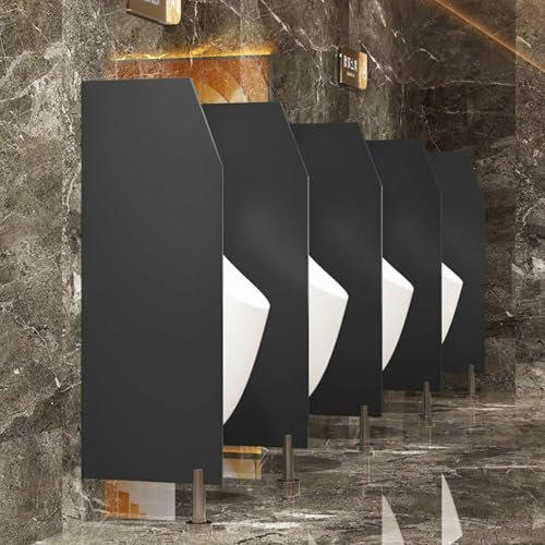 Urinal-Trennwand mit Edelstahlbeschlägen, Urinal-Schallwand, Urinal-Brett, Urinal-Sieb, Trennwand für öffentliche Toiletten, Urinal-Sichtschutz für Büro/Supermarkt/Einkaufszentrum (Farbe (schwarz, bod