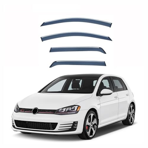 Auto Windabweiser Regenabweiser Für VW Für Golf 7 MK7 2014–2019 4-teiliges Autofenster-Visier, Fensterabweiser, Windschutzscheiben-Markise mit silbernem Zierstreifen