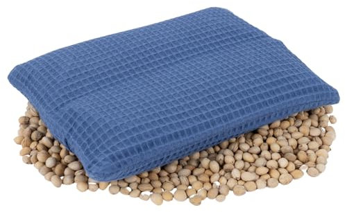 Aminata Balance Cojín de huesos de cereza para cuello, hombros, espalda y vientre, 20 x 25 cm, cojín térmico con huesos de cereza, funda extraíble de algodón, para hombres y mujeres, azul