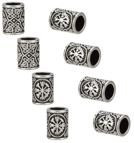 UNICRAFTALE 8 Stück Paracord Perle Metall Lanyard Abstandshalter Perlen Edelstahl Europäische Perlen Großem Loch Bartperlen Haarperlen Säulenperlen Für Haare Bartarmbänder Schmuckherstellung Loch 8mm