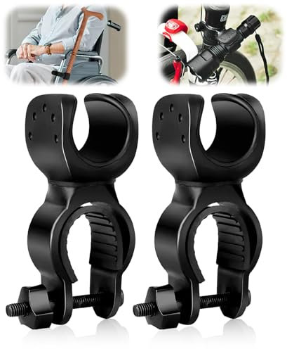 Yewseas 2PCS Stockhalter Für Drive Rollator Universelles, Krückenhalter Stockhalterung Gehstockhalter Stockhalter Zubehör Für Gehstöcke Walker Rollstuhl Rollator Mobilitätsroller, 1 Zoll ID