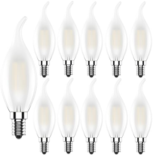 ITALASA E14 LED Blanc Chaud, 4W Lampe En Forme De Bougie, Ampoule LED Filament Mat, Résistant Au Vent, 2700K, 440 Lumens, 10 Pièces