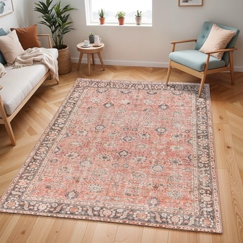 Livabliss Peyton Terjit Vintage Rug – 120x170 cm, Rust, Brown & Charcoal