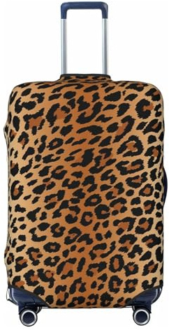 Richugui Brown and Black Leopard Pattern Luggage Cover Elastic Washable Stretch Suitcase Protector Anti-Scratch Cover for Kid and Adult, S (18-21 inch)