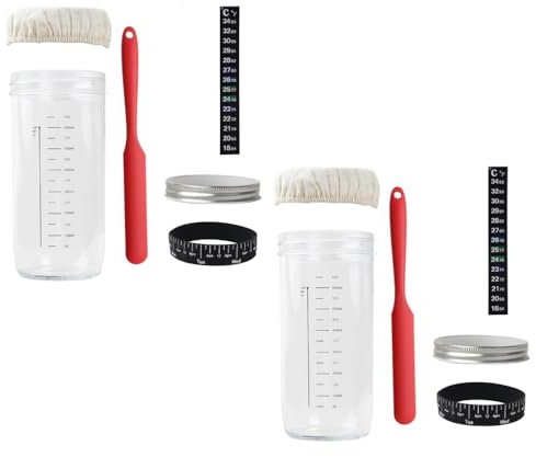 sourdough starter glass jar set sourdough starter container thermometer great for bread making with baking accessories