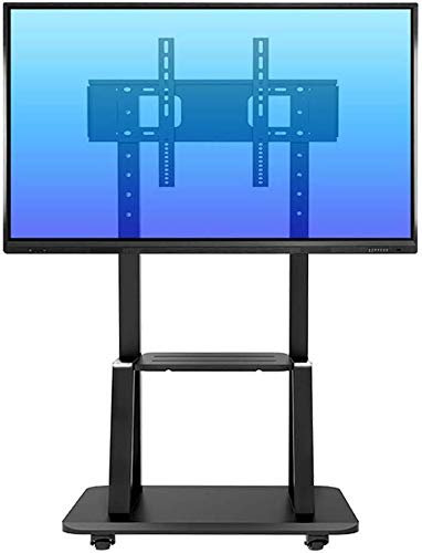 Soporte de suelo ajustable para TV móvil con bandeja de 2 niveles para TV de 55 75 pulgadas, soporte universal y opciones de altura para televisores de hasta 185 cm