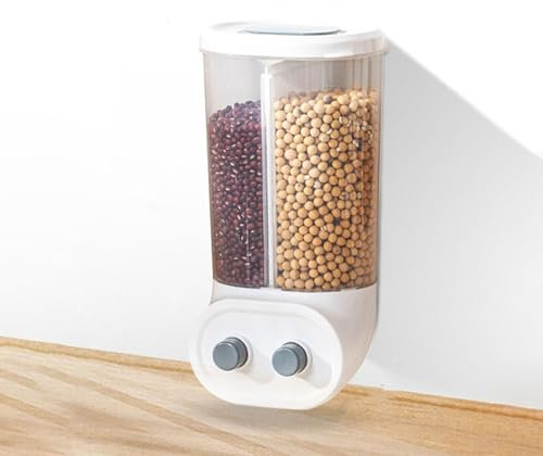 UUE MüSlispender, 2L Cereal Dispenser, Wandtyp MüSli Spender, Herausnehmbare Fächer Cerealienspender, Transparenter Cornflakes Spender, Nussspender Weiß 14 * 13 * 27.5cm