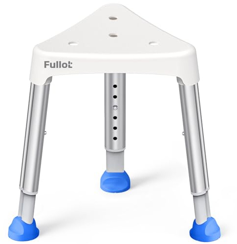 Space-Saving Triangular Shower Chair for Inside Shower, FSA/HSA Eligible 400 lbs Adjustable Shower Stool for Elderly and Disabled, Non-Slip Bathtub Chair with Stable-Bracing, Tool-Free Assembly, White