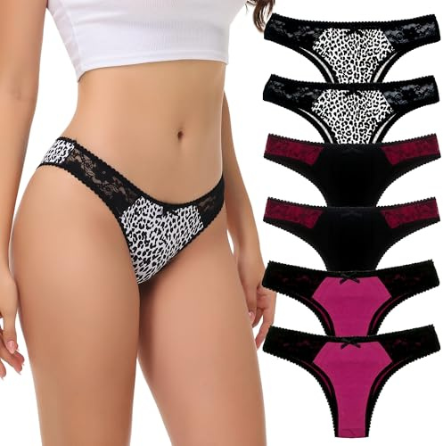 COMSOFT String Pantalons Femme Coton Taille Basse Slip Stretch sous-vêtements Confortable Lot de 6