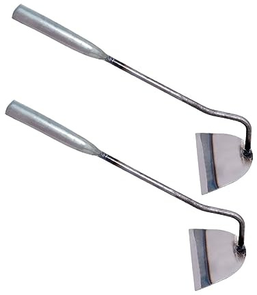 BESPORTBLE Piccolo Zappino Portatile in Acciaio Inox, 2 Pezzi, Design Ergonomico e Completo, Robusto, per Diserbo e Concimazione in Giardino
