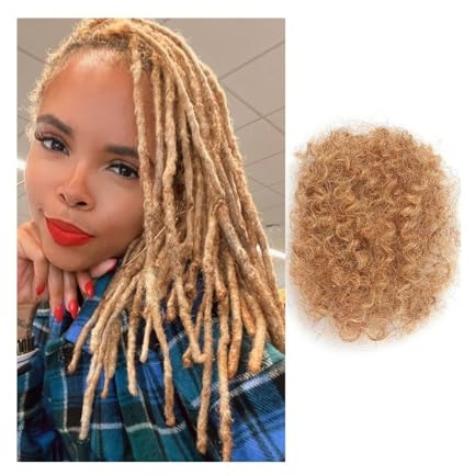 Extensions de cheveux humains Afro Kinkys en vrac for dreadlocks, 27#, blonds, afro au crochet, for femmes noires(6inches)