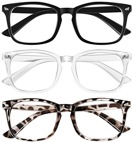 ZEHEXA Lunettes de Lecture pour Femmes, Lunettes de Lecture Carrées pour Hommes et Femmes, Lot de 3 +3,00