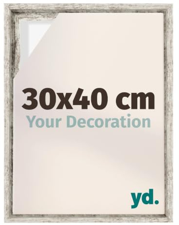 yd. Schattenfugenrahmen 30x40 Weiß Vintage - Rahmen für Leinwand - Holz Lyon
