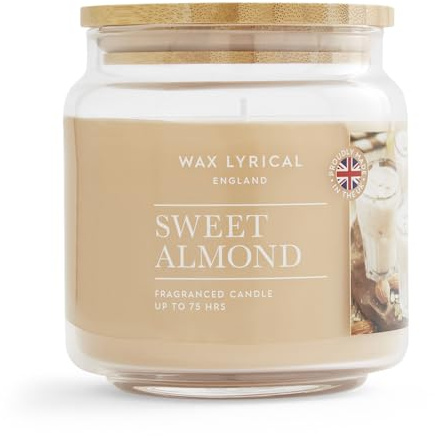 Wax Lyrical Sweet Almond, Medium Jar Candle, Up to 75 Hour Burn Time, Brown