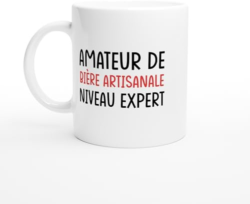 PassionCadeau Tasse Humour Amateur de Bière Artisanale Niveau Expert – Mug humour – tasse anniversaire – idée cadeau homme – tasse fun original