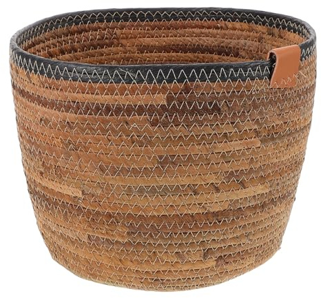TOYANDONA Panier Rond Tissé Rotin pour Plantes Corbeille de Rangement Rustique Polyvalente Organisateur Intérieur Bohème pour Linge et Décoration Maison