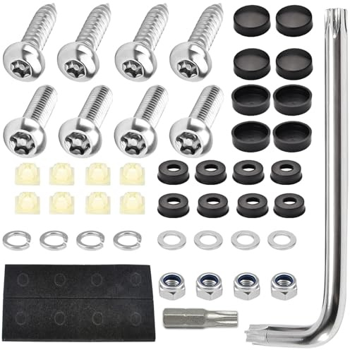 Secure Car Plate Mounting Hardware Stainless Steel Fastener Set Full Installation Components for US Standard Vehicles License Plate Screws for US Vehicles