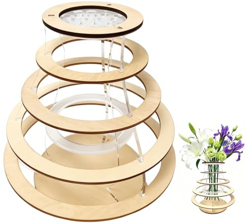 1 juego de jarrón decorativo de madera para arreglos florales, jarrón de flores de madera para conjunto de ramo, para rosas artificiales, flores de cerezo, girasoles