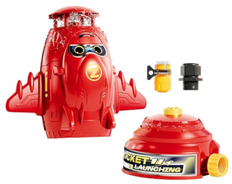 Space Rocket Sprinkler Rocket Shape 360° Rotating Cute Sprinklers for Yard | Kids Play Games Water Toy for Boys Girls Aged 4-8