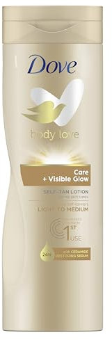 Dove Care + Visible Glow Light to Medium Self Tan Lotion gradual tanning lotion for sun-kissed skin for all skin types 400 ml