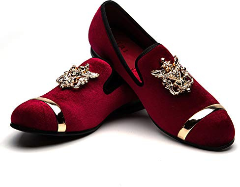 JITAI Mocassini Eleganti da Uomo Moda Scarpe Casual Scarpe Eleganti da Uomo, Rosso 07, 43 EU (10 UK)