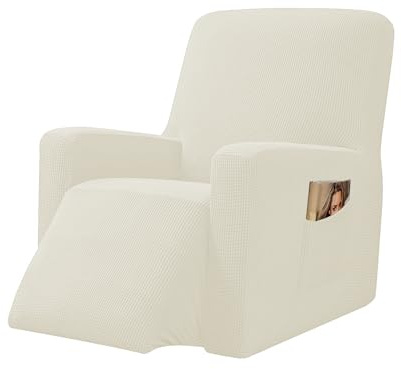 EBETA E Jacquard Sesselbezug, Sesselschoner, Stretchhusse für Relaxsessel Komplett, Elastisch Bezug für Fernsehsessel Liege Sessel (Cremefarbe)