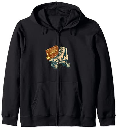 Vintage 80s Rollschuhe Kassette Radio Kapuzenjacke
