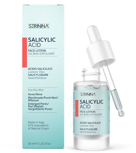 SERININA Acido Salicilico Viso - Siero Peeling Esfoliante Salicylic Acid - per Acne, Brufoli, Pori Dilatati e Punti Neri - Scrub Chimico Skincare (30ml Siero Acido Salicilico)