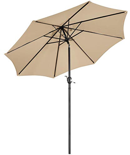 Yaheetech Parasol de Jardin Extérieur Parasol Inclinable 230cm/270cm/327cm avec 8 Baleines Cadre en Métal Protection Solaire pour Jardin Terrasse Patio Piscine Plage Balcon 270 cm Kaki