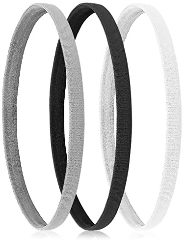 WLLHYF 3 pezzi fasce per capelli sportive morbide antiscivolo nere bianche piccole cravatte sottili fascia lunga bandana elastica corsa yoga acconciatura copricapo fascia per la testa donne uomini
