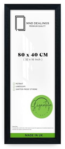 MND Dealings Large Wide Black 80x40cm Poster Frames- Horizontal or Vertical Display- To Wall Mounting, HD Perspex-Solid MDF Frame, Jigsaw Puzzle 80cm x 40cm Home Decor - (Black)