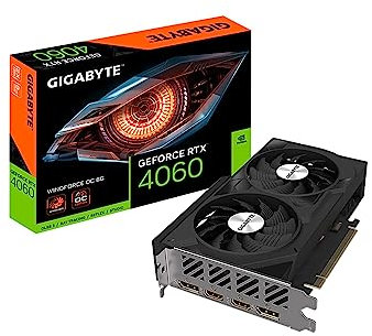 GIGABYTE GeForce RTX 4060 WINDFORCE OC 8G Graphics Card, 2X WINDFORCE Fans, 8GB 128-bit GDDR6, GV-N4060WF2OC-8GD Video Card