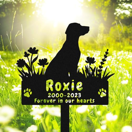 GRJIRAC Personalized Labrador Retriever Dog Metal Memorial Stake Grave Marker, Custom Dog Name Labrador Retriever Memorial Grave Marker, Customized Flowers Dog Memorial Plaque Burial Stake