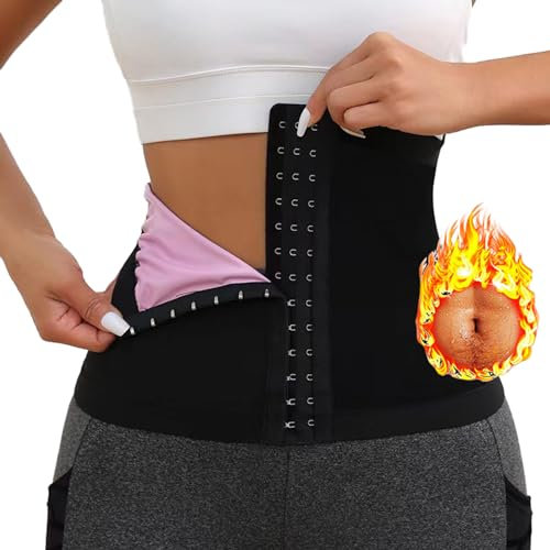 Weyot Bauchweggürtel Damen, Schwitzgürtel Zum Abnehmen, Sauna Taillentrainer, Fettverbrennung Bauchkontrolle Bauchgürtel Fürs Fitnessstudio Und Training, Mit Sauna-Effekt,S/M,Black Pink
