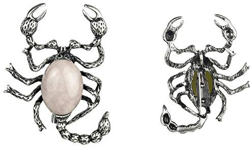 ABBXINT Tier-Brosche for Damen, niedlich, modisch, Elefant, Biene, Spinne, Kristall, Muschel-Anstecknadel, Schmuck/333/61(Color:Rose Quartz Scorpion Brooch)