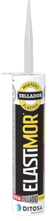 ELASTIMOR Mortero Sellador, Cemento Express, Impermeable, para encintados, llagueados, sellados, rejunteados, reparaciones, Tubo 310 ml x1 BLANCO