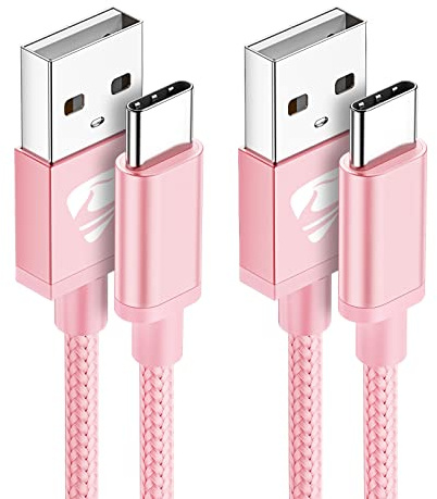 Aioneus Câble USB C [1M+2M/Lot de 2] Charge Rapide 3A Cordon Chargeur Tressé pour Samsung Galaxy S21 S22 S23 S24 S9 A14 A15 A52, Xiaomi, Google Pixel, Huawei, iPhone16 15