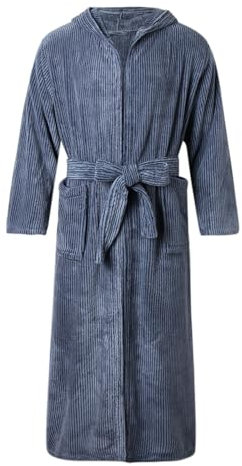 Caxndycing Bademantel Herren Gestreifte Baumwolle Mischgewebe Leichter Morgenmantel Sommer Kimono Sauna Waffelpique Saunamantel mit Kapuzen Onesie Jumpsuit Hausanzug Loungewear