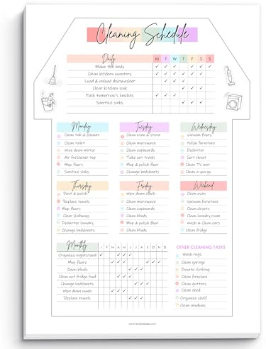 Planificateur de nettoyage hebdomadaire – Calendrier de nettoyage quotidien, hebdomadaire et mensuel et liste de contrôle, traceur des tâches ménagères | 50 feuilles détachables non datées | A4