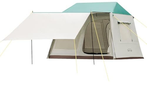 Vattentätt tält Familjetält 4 personer stort tält med markis och fästen i rostfritt stål integrerade tak kupol för utomhusbruk picknick vandring camping tält 2,4 x 2,1 x 1,85 m