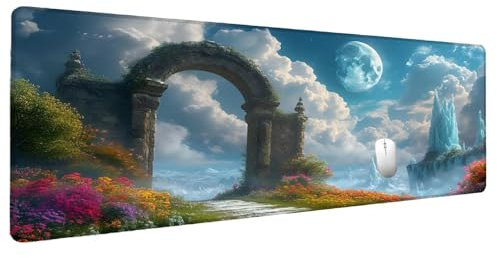 Mond Mauspad Groß Mousepad XXL 1000x500mm Wolke Mauspad Gaming Zubehör Gadgets, Desk Mat Schreibtisch Deko Schreibtischunterlage, Spezielle Oberfläche Wasserdicht Maus Pad Rutschfeste Gummibasis C-8