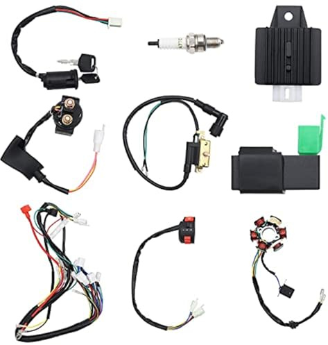 DEMULAX Motorcykel Full El-ledningsnät, for 50cc 70cc 90cc 110cc 125cc ATV Elektrisk Statorspole Vävstol Tändning ATV Quad Bike Buggy Go Kart (9-pack) Tändspole CDI-enhet för bil