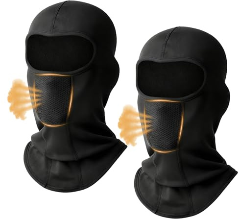 AYPOW Vinter balaclava vindtät fleece skidmask balaclava motorcykel cykling herr dam andas Balaclava mask under hjälmen varm hals utomhussport cykling snowboard, Svartx2, One size
