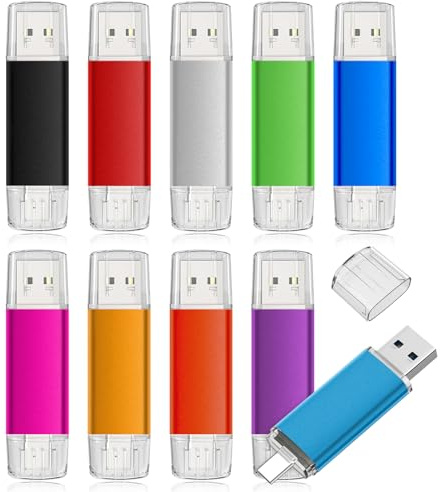 AreTop 32GB USB C Thumb Drive USB 2.0 Dual Flash Drive 32GB USB Drive 2-in-1 Portable Type-C Memory Stick for Android Smartphone, Computers, MacBook, Tablets, PC, 10 Pack