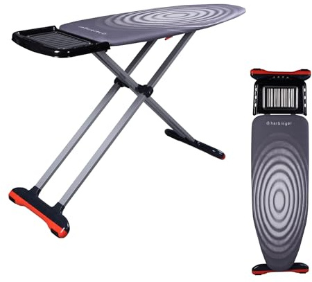 Large Ironing Board (127x46cm) – Extra Wide XL Surface with Steam Unit Holder with Hanger, Foldable & Height Adjustable, Non-Slip Rubber Feet, Cotton Cover with 3-Layer Foam & Felt.
