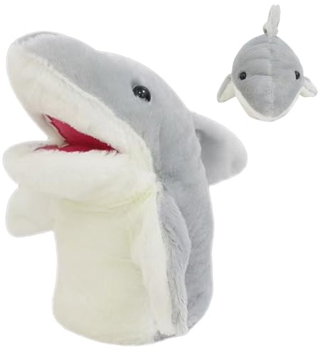 Hai-Handpuppenspielzeug: Spielzeug aus Stoff und weichem Plüsch, Handschuhpuppe mit ausdrucksstarker Mundbewegung, Puppe mit Socken, Cartoon-Tier-Puppe | Klassenzimmer Erzählung