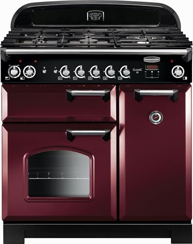 Rangemaster Classic CLA90DFFCY/C 90cm Dual Fuel Range Cooker - Cranberry/Chrome - A/A Rated