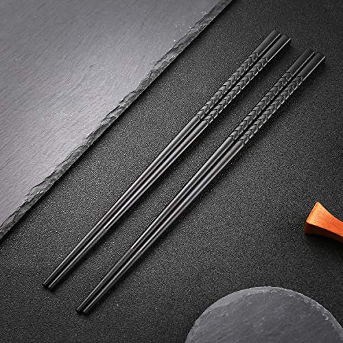 Japanische EssstäBchen 5 Paar Schwarz Chopsticks Wiederverwendbare EssstäBchen Waschbar FüR GeschirrspüLer Geschirr Set G3