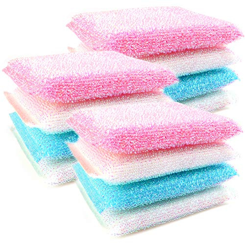12x Non Scratch Pearl Scouring Sponge Pads Designed for Non Stick Pots & Pans Gentle & Friendly