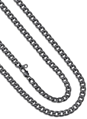 ChainsHouse Halskette für Herren Damen Kubanische Kette Edelstahl Panzerkette 5/9/12/15mm Breit Gliederkette in Silber/Gold/Schwarz Halsreif Halsschmuck, Länge 36-76cm